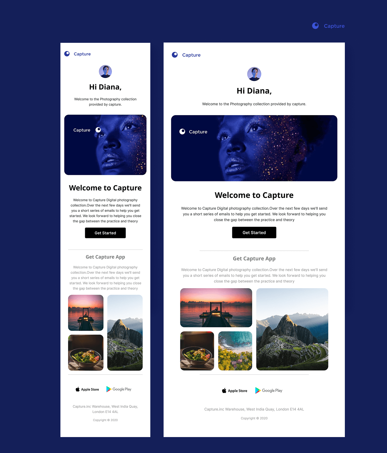 Welcome email template for Capture.