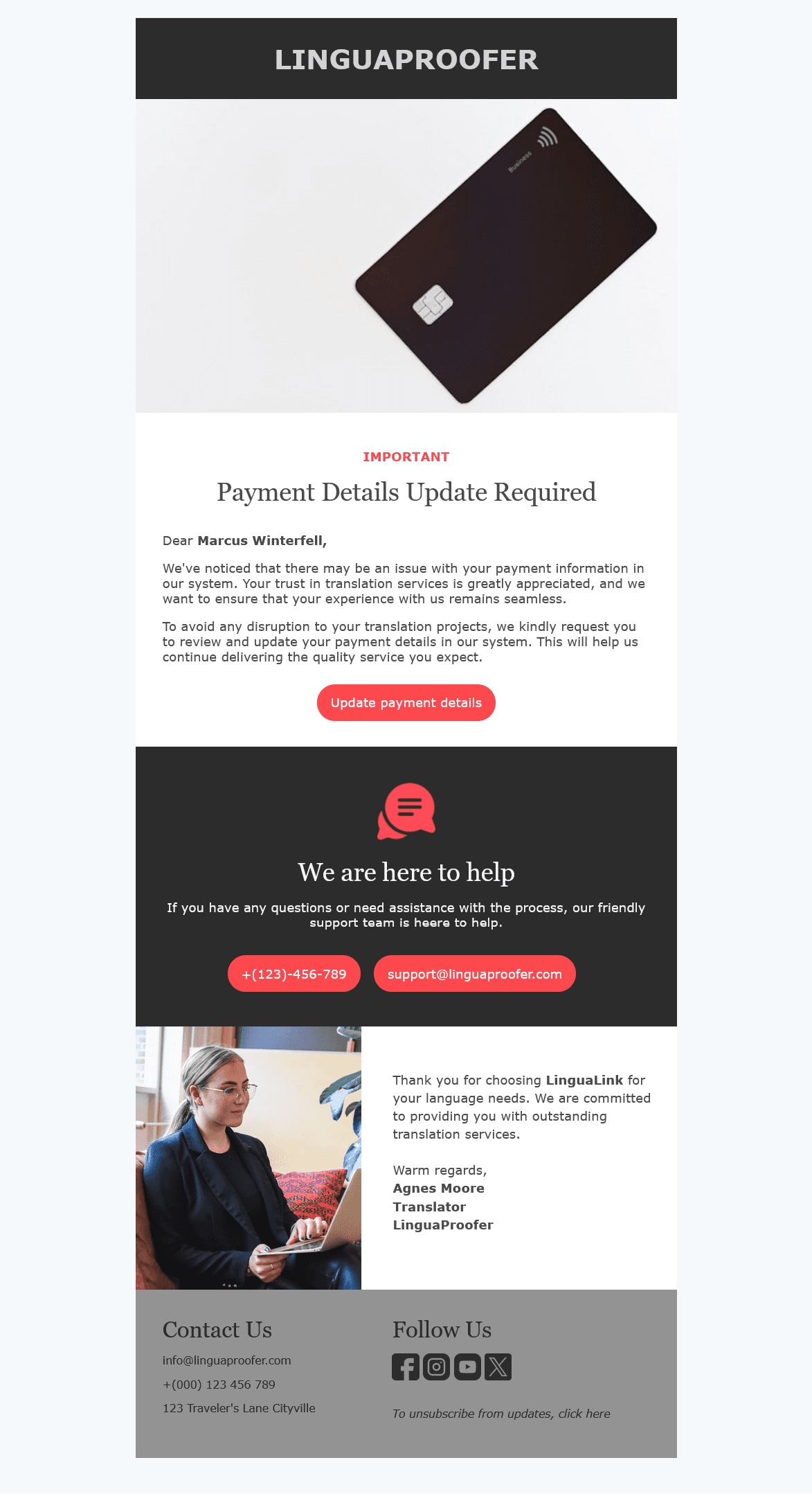 Transactional email suite for Linguaproofer.