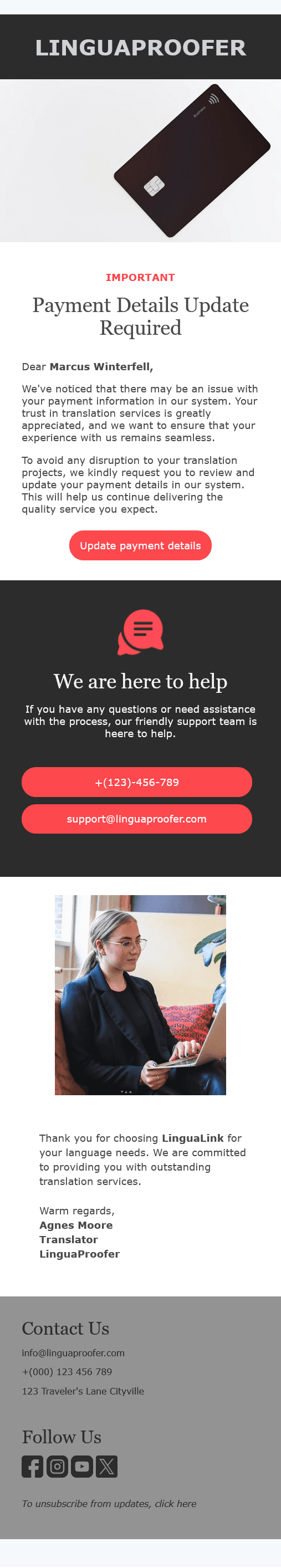 Transactional email suite for Linguaproofer.