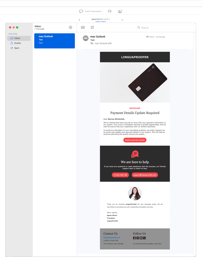 Transactional email suite for Linguaproofer.