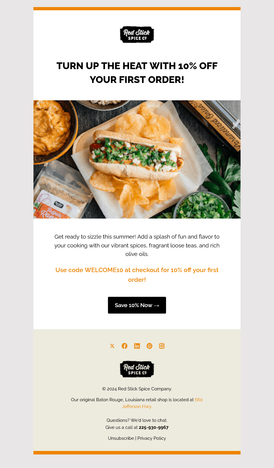 Promotional email suite for Red Stick Spice.